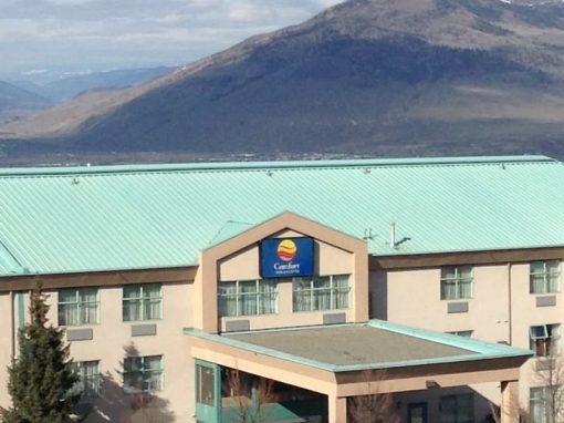 All Purpose Roofing Comfort Inn green metal roof completed